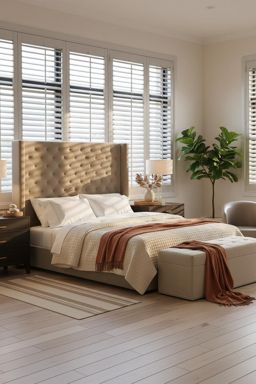Coastal Bedroom Driftwood Shutters Beach Vibe Design