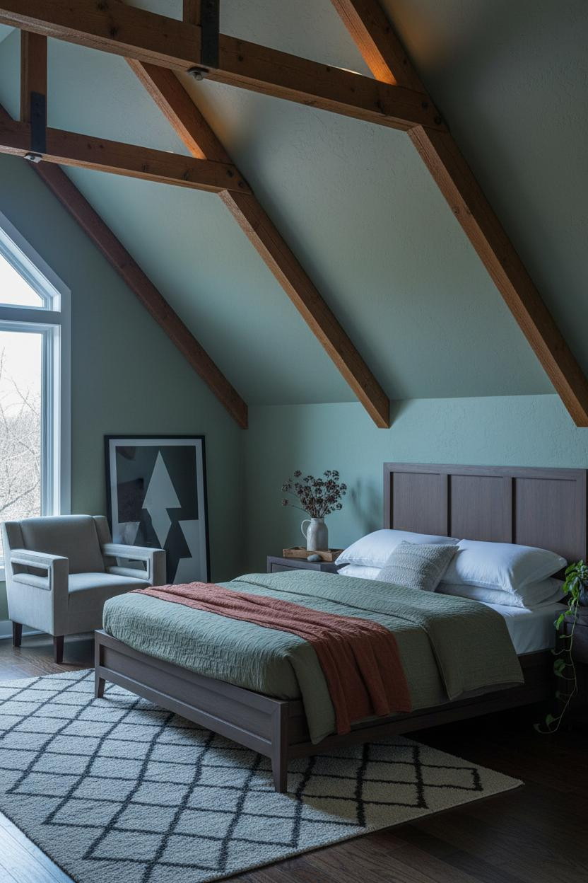 Cozy Green Attic Bedroom Pistachio Walls