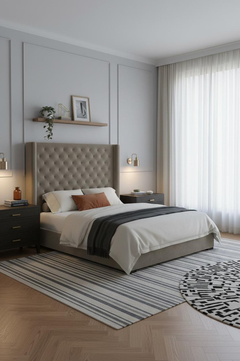 Neutral Bedroom Pop Color Minimalist Design