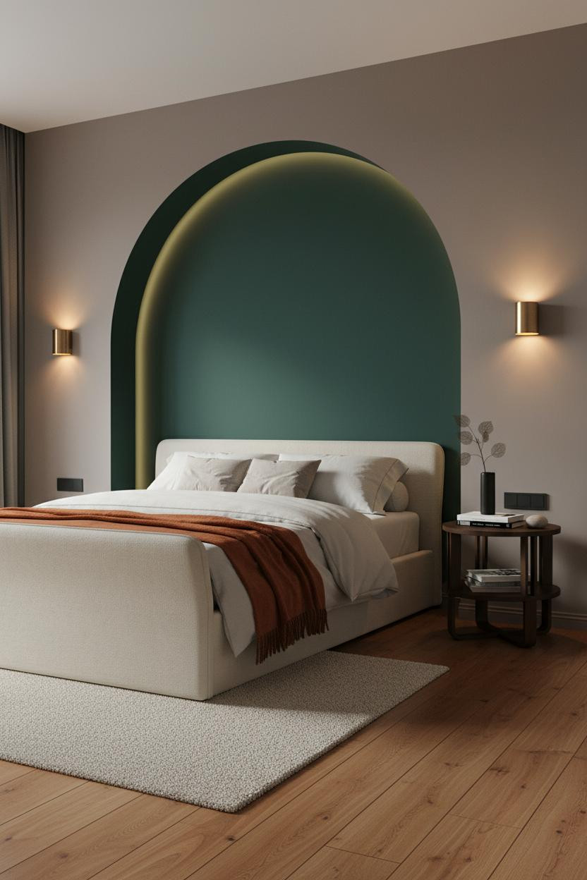 Neutral Bedroom Emerald Arch Pop Color