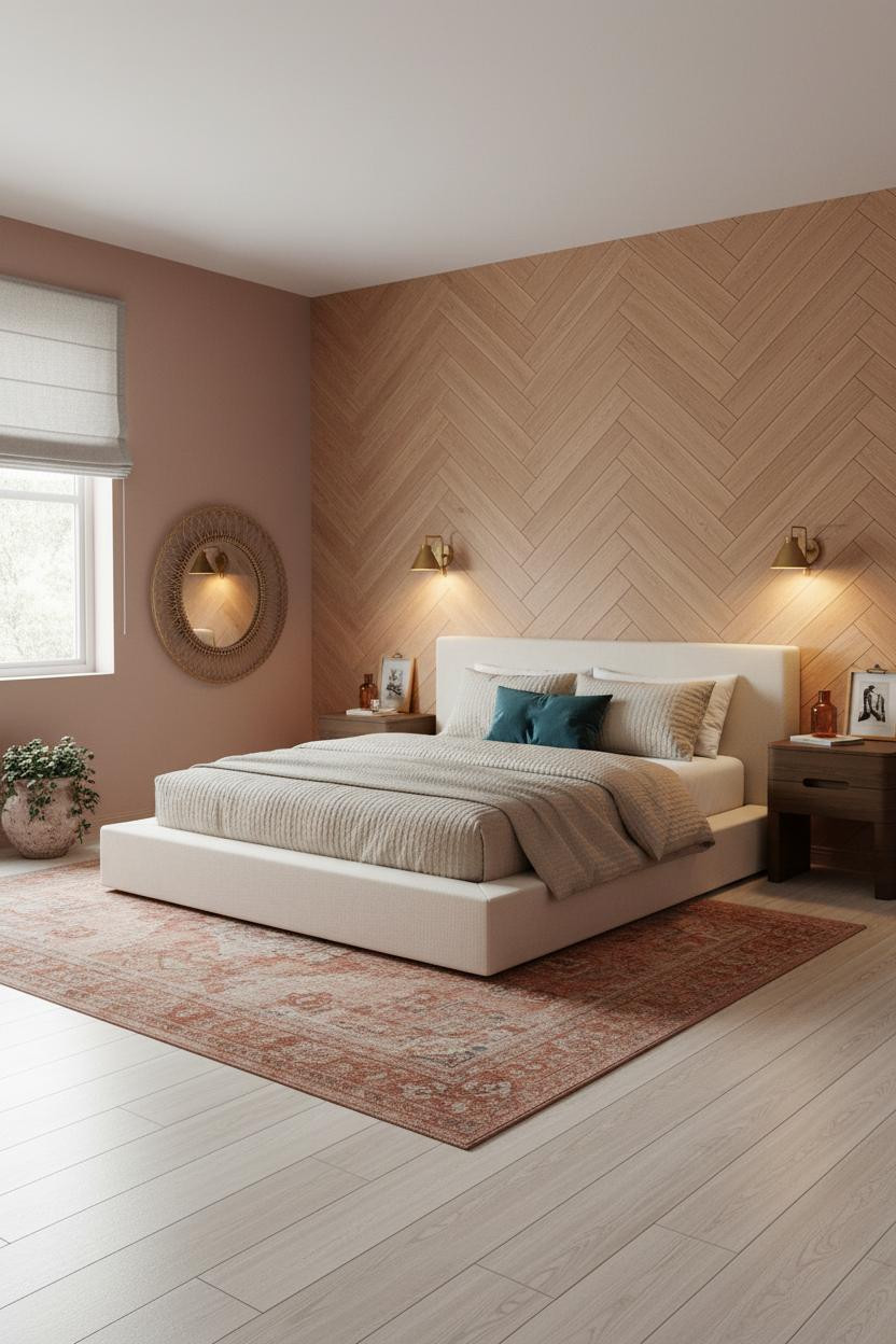 Neutral Bedroom Pop Color Oak Teal Rug