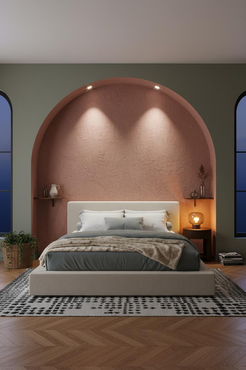 Luxury Boho Bedroom Arched Niche Earthy