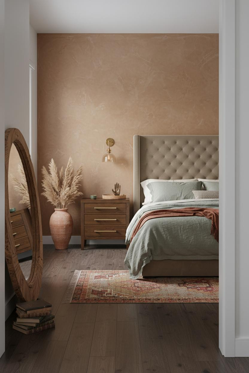 Luxury Boho Bedroom Clay Plaster Minimalist