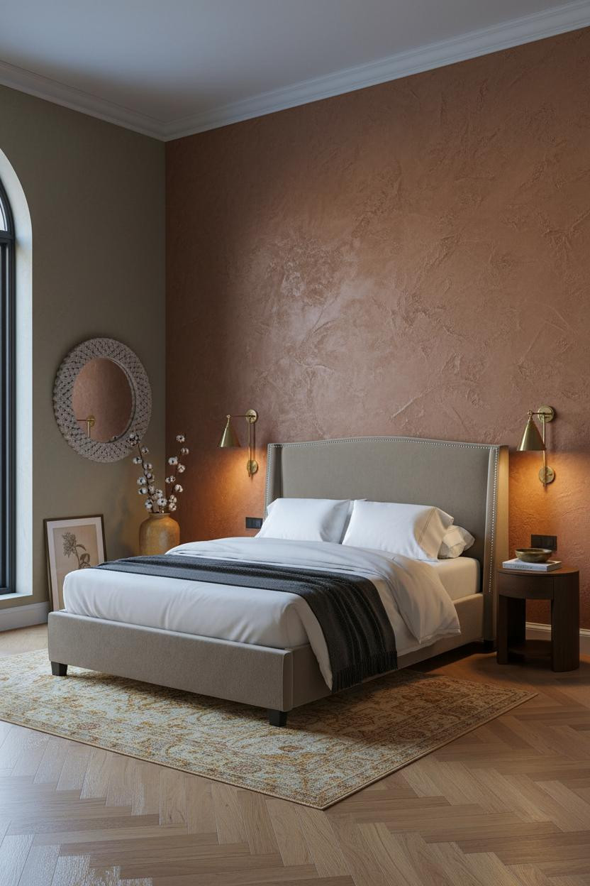 Luxury Boho Bedroom Clay Wall Brass