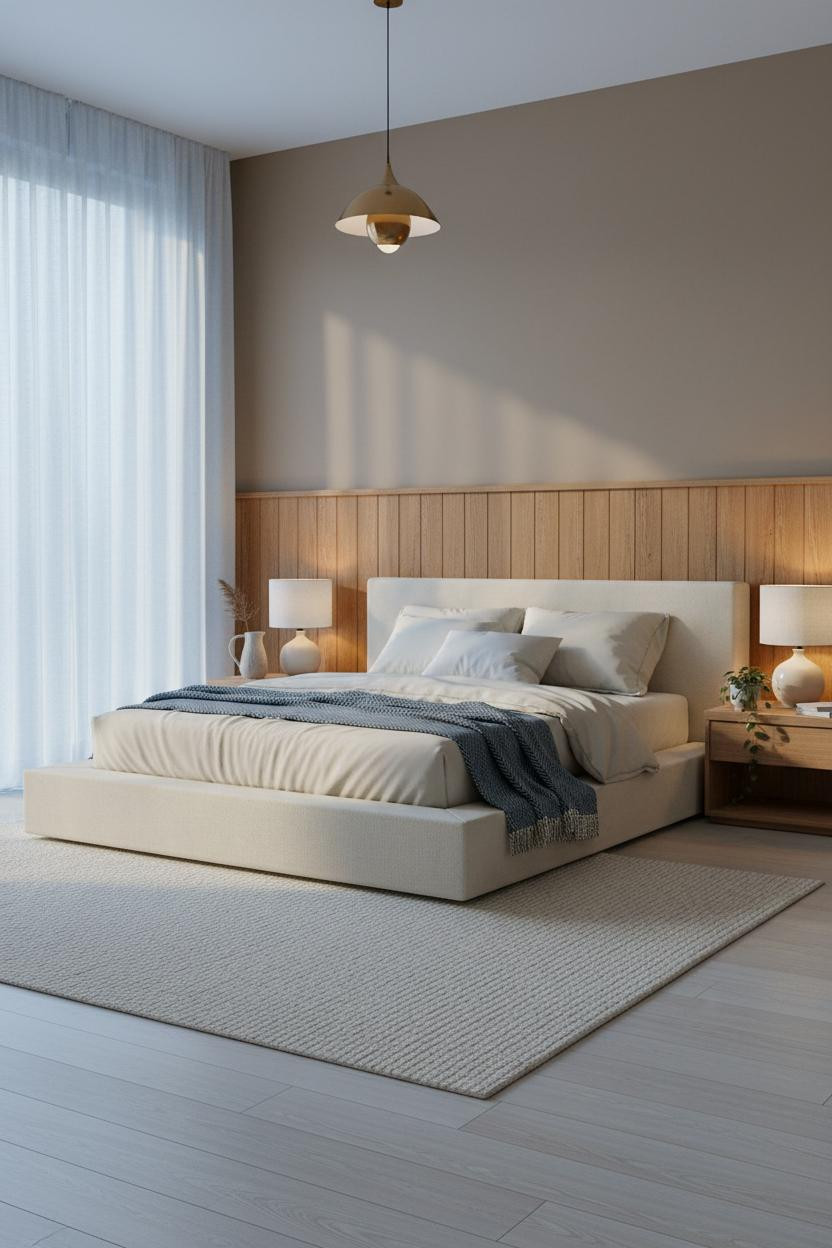 Couple Bedroom Cuddle Night Wood Headboard