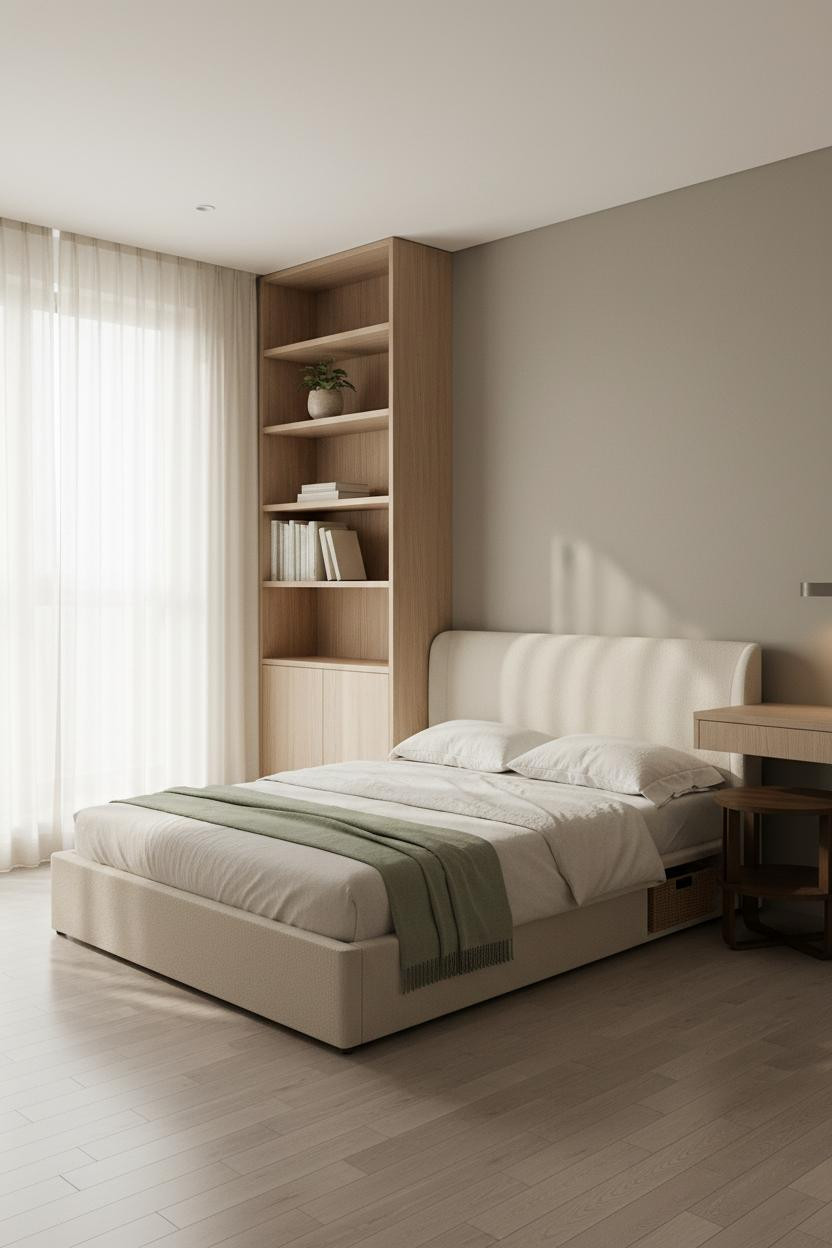 Korean Studio Apartment Minimalist Shelving