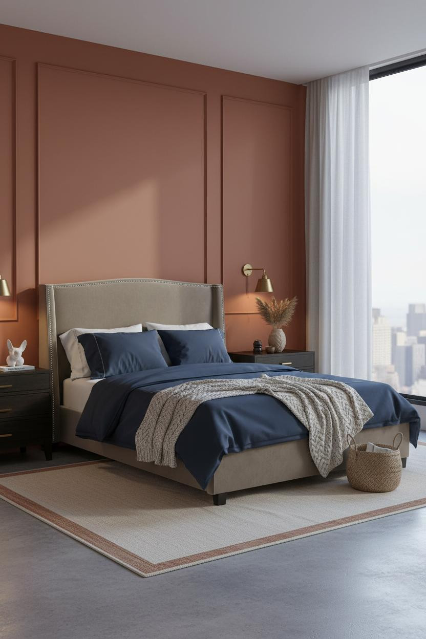 Couple Bedroom Terracotta Accent Wall
