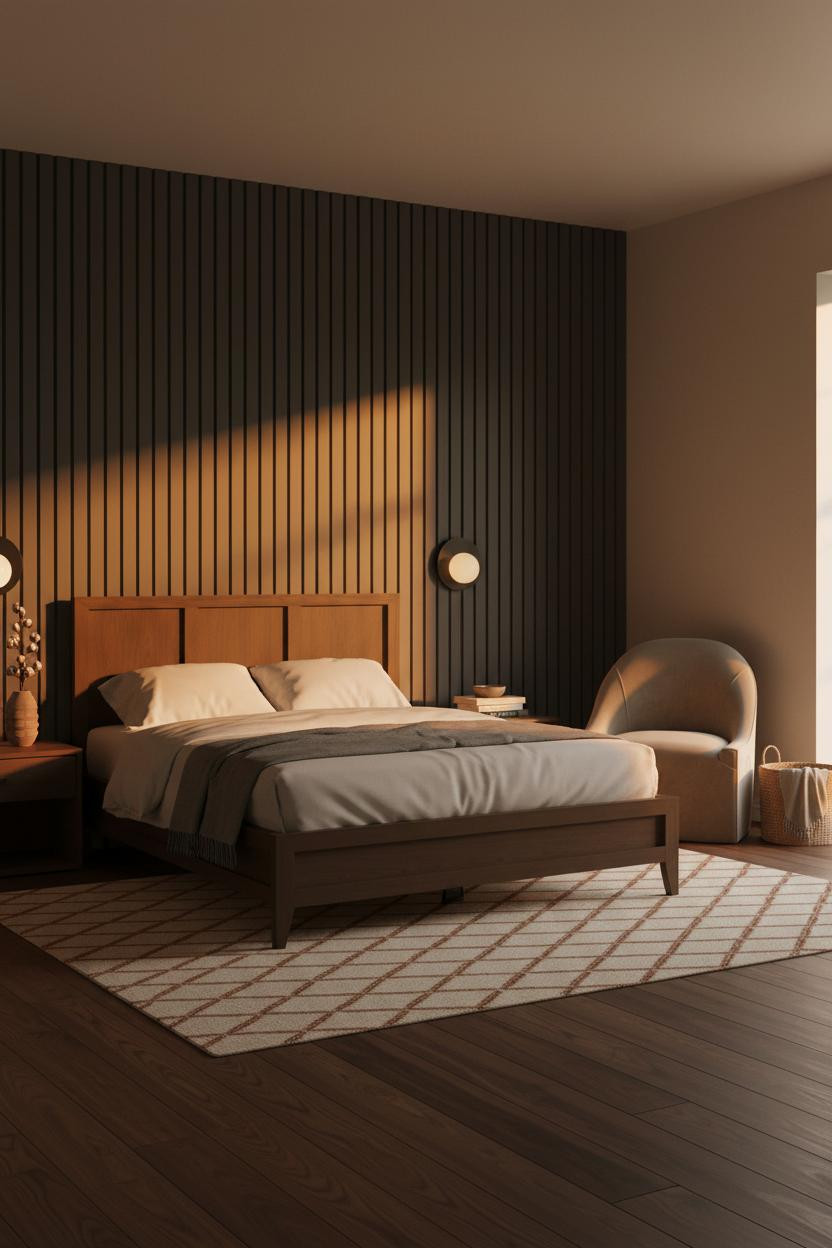Couple Bedroom Charcoal Walnut Sconces