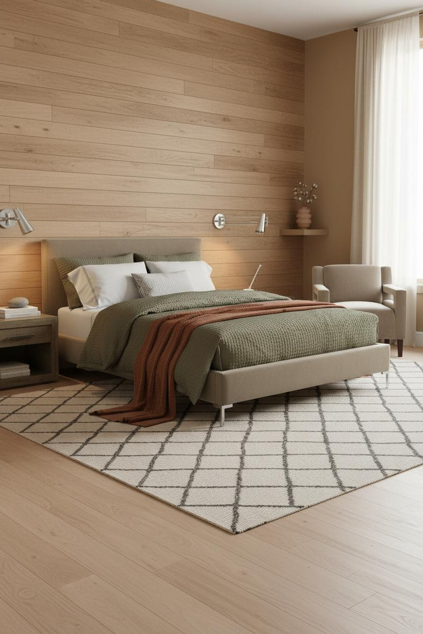 Couple Bedroom Oak Shiplap Neutral