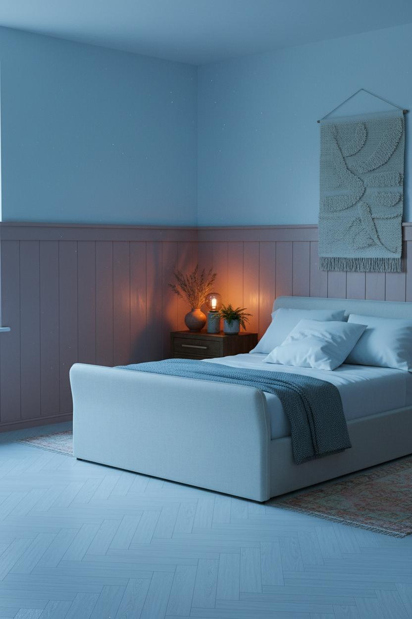 Cottagecore Bedroom Dusty Rose Wainscoting Vintage