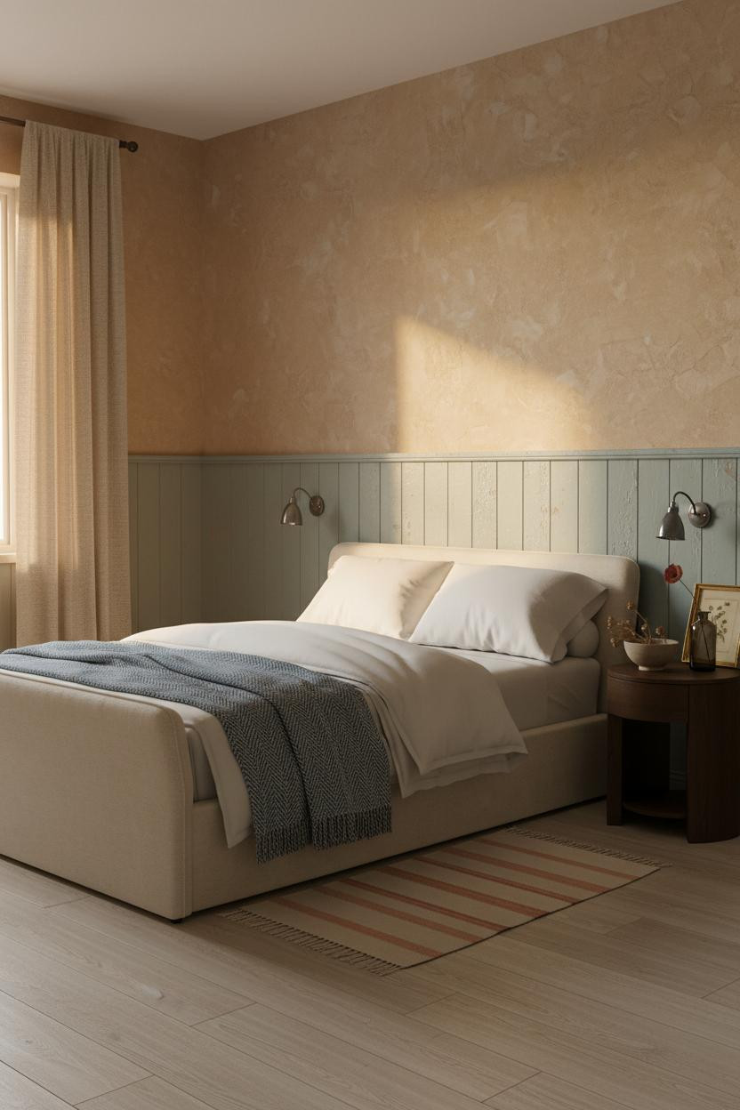 Cottagecore Bedroom Sage Wainscoting Vintage