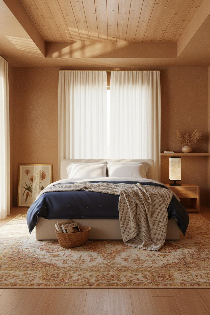 70s Bedroom Maximalist Warm Wood