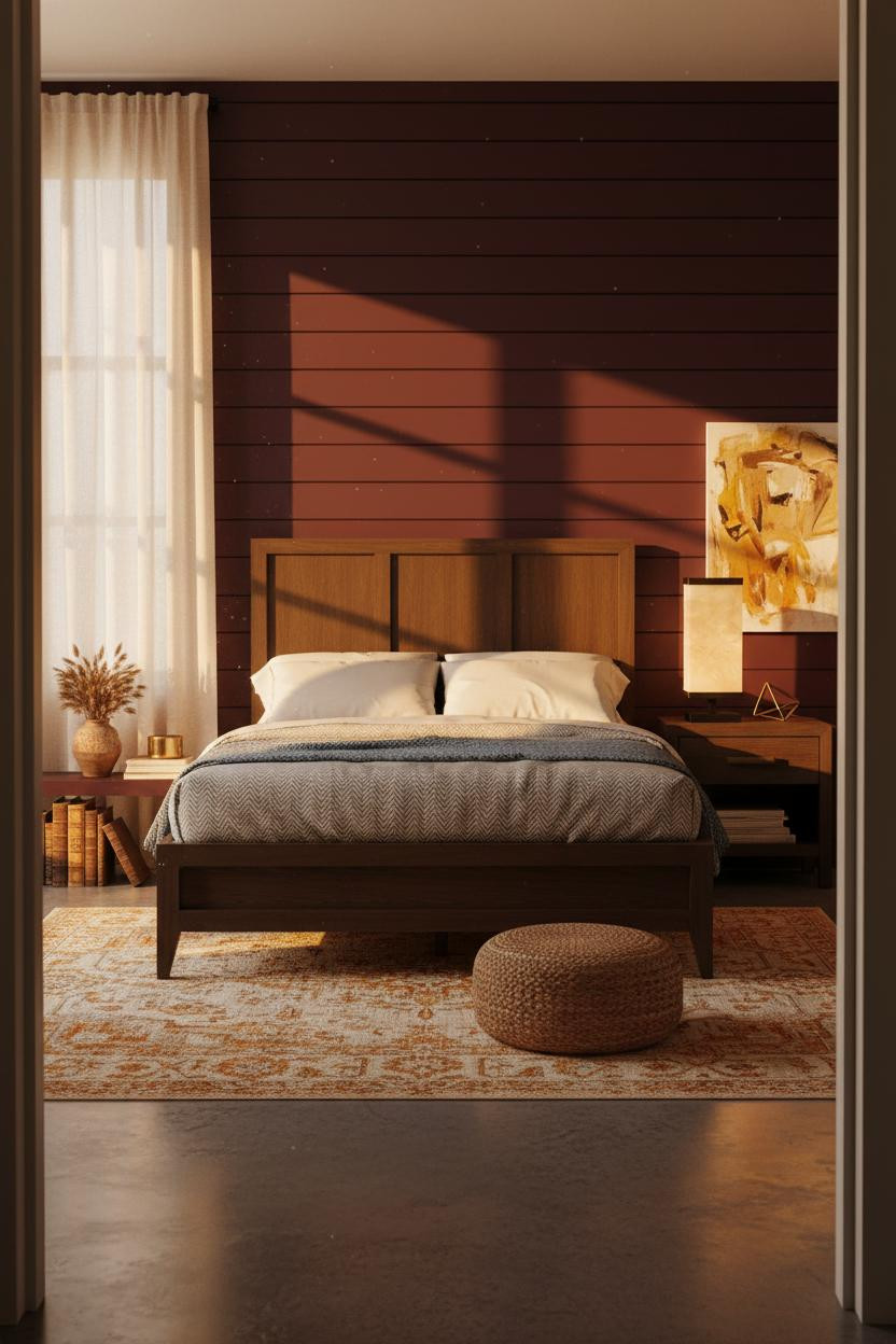 70s Bedroom Burgundy Maximalist Vintage