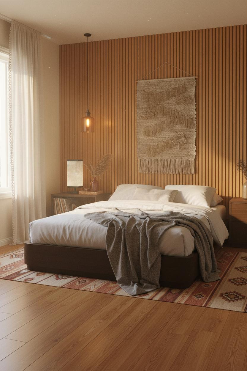 70s Bedroom Retro Wood Wall Aesthetic