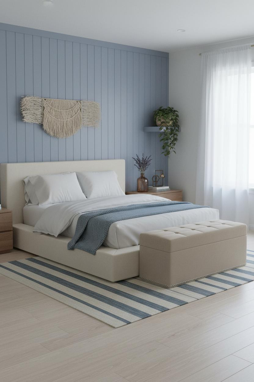 Coastal Blue Bedroom Periwinkle Accent Wall