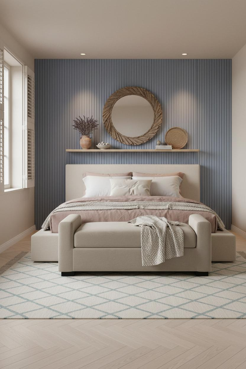 Coastal Blue Bedroom Periwinkle Accent Wall