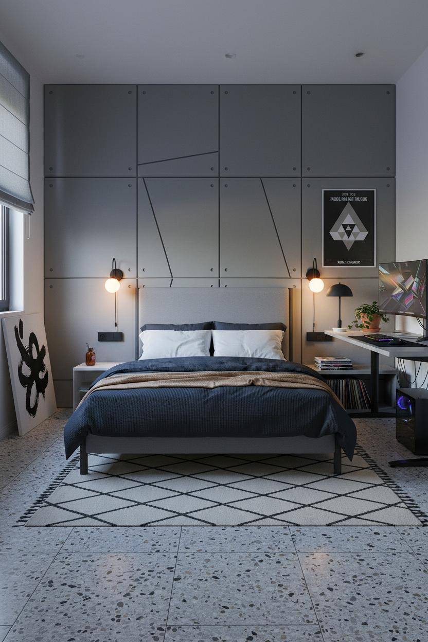 Small Gaming Bedroom Industrial Setup