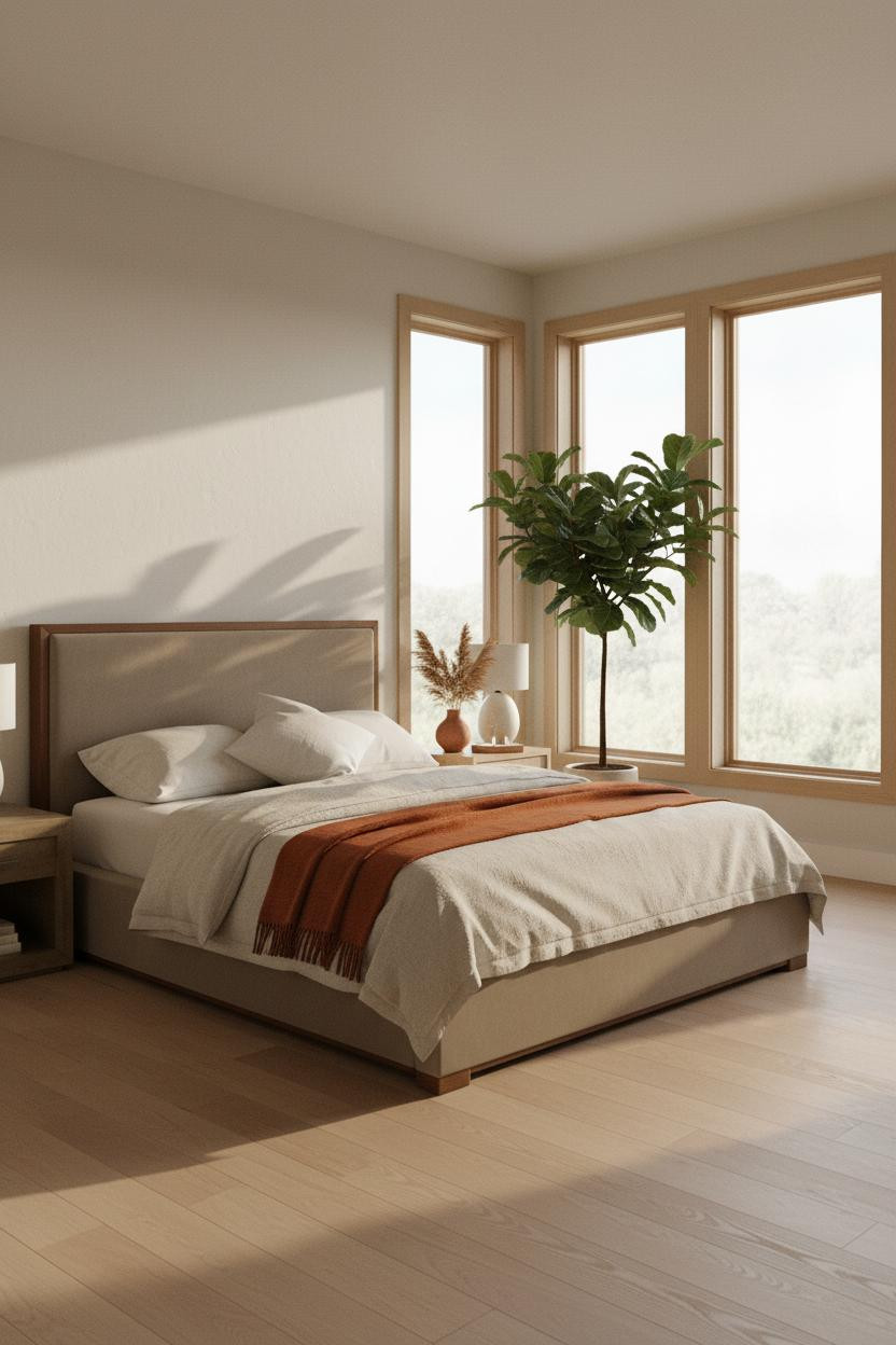 Primary Bedroom Japandi Natural Wood