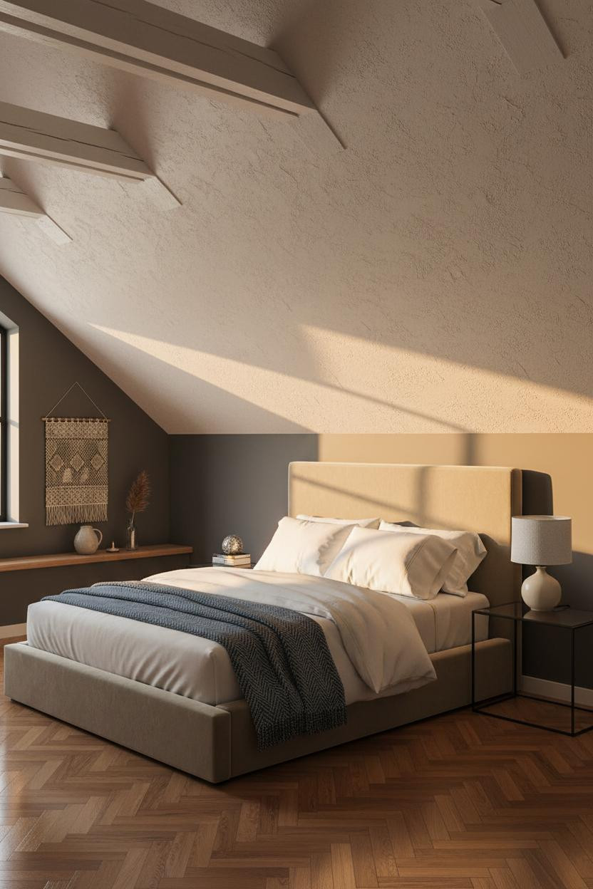 Primary Bedroom Attic Beams Dormer Light