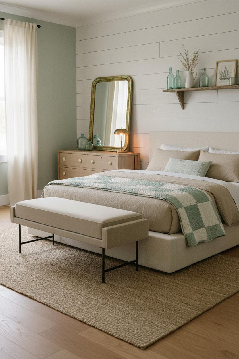Coastal Grandma Bedroom Shiplap Seafoam