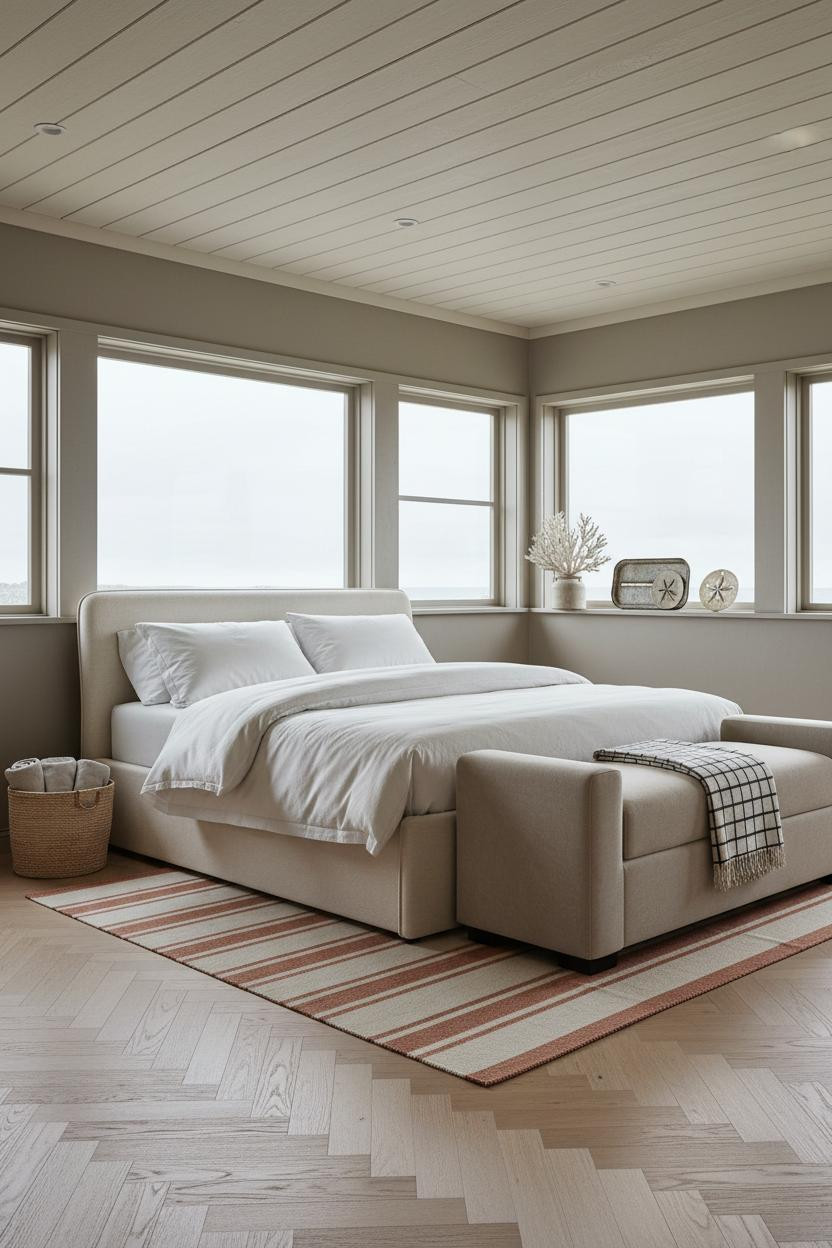 Coastal Grandma Bedroom Driftwood Ceiling