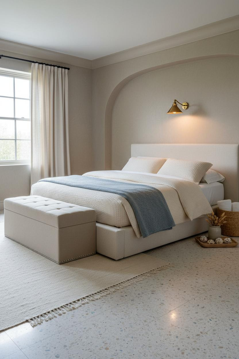 Coastal Grandma Bedroom Greige Terrazzo