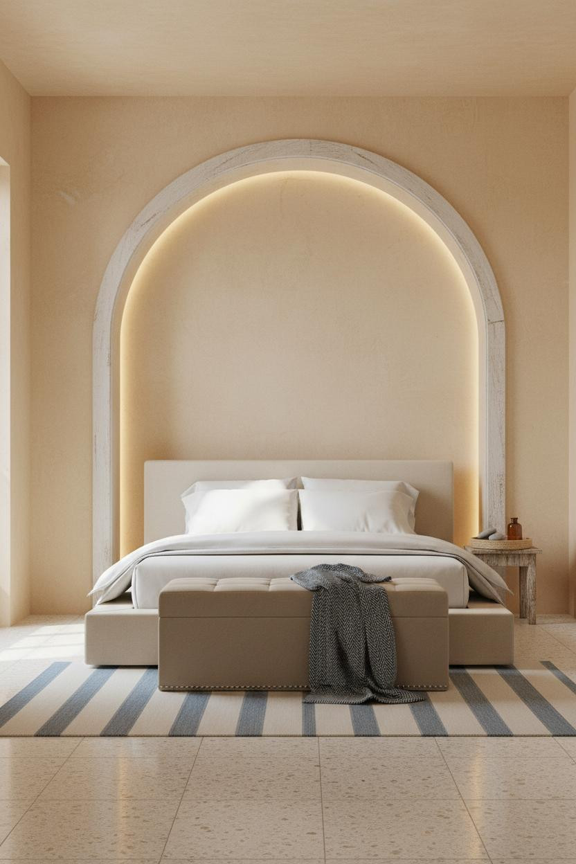 Coastal Grandma Bedroom Aged Plaster Arch
