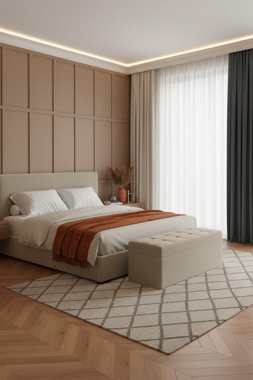 Small Bedroom Couples Board Batten Industrial