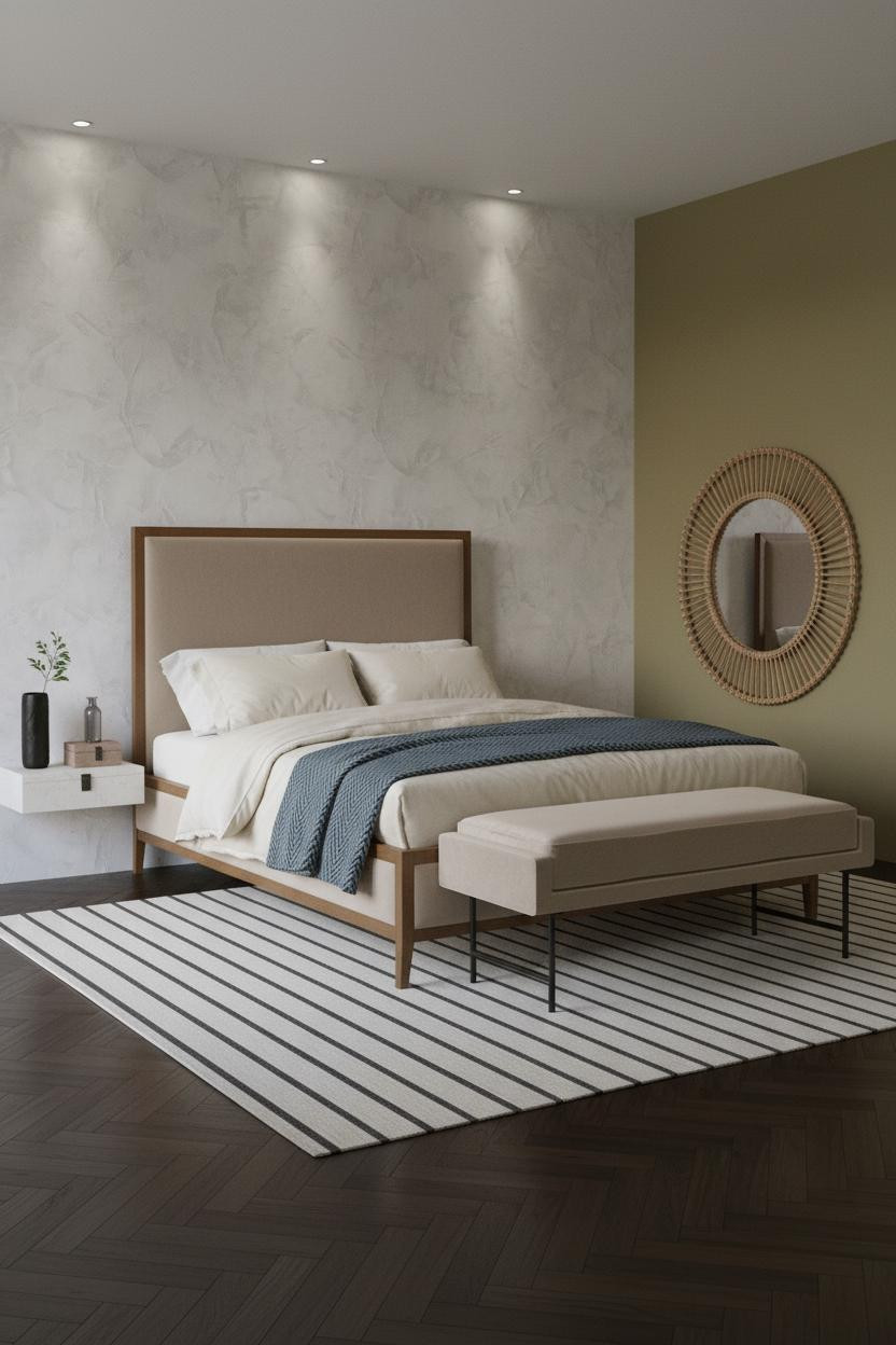 Small Bedroom Couples Plaster Headwall Design