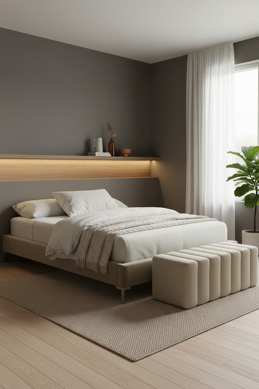 Small Bedroom Couples Japandi Platform Bed