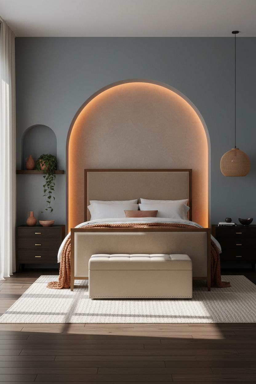 Small Bedroom Couples Mediterranean Niche