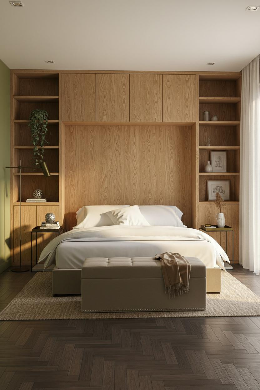 Small Bedroom Couples Built In Shelving