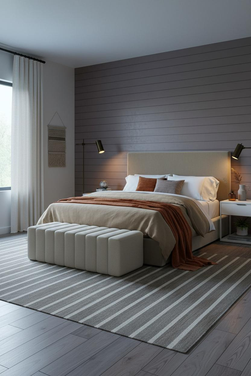 Moody Guest Bedroom Dark Shiplap and Soft Lighting