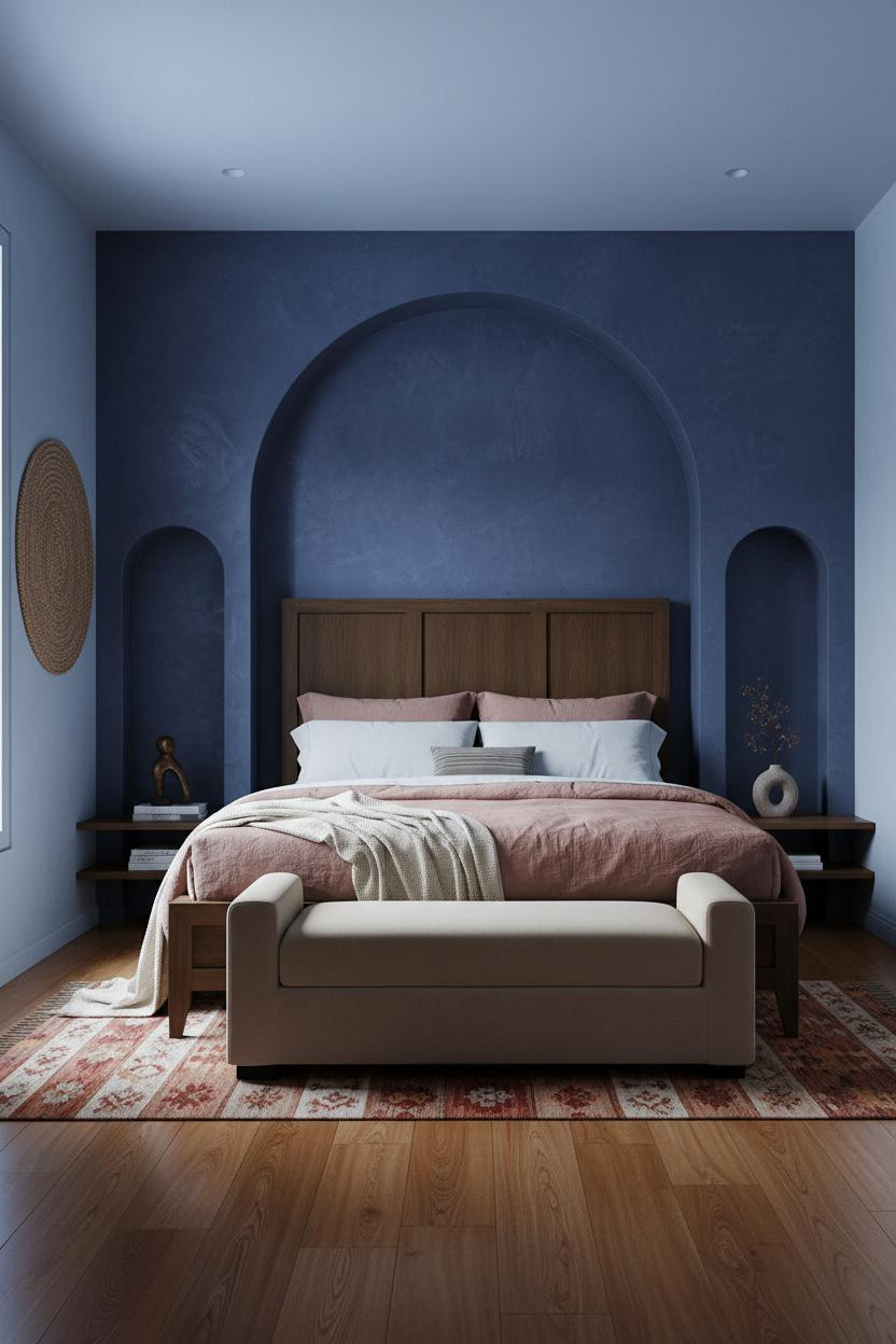 Moody Guest Bedroom Dark Indigo Walls