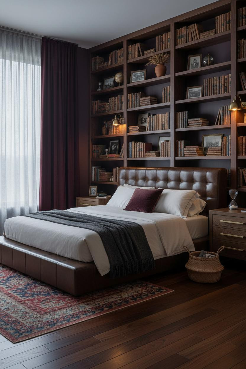 Moody Vintage Bedroom Dark Academia Shelves