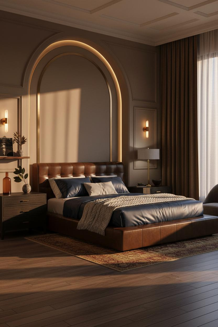 Luxury Bedroom Master Modern Bed Design Golden Light