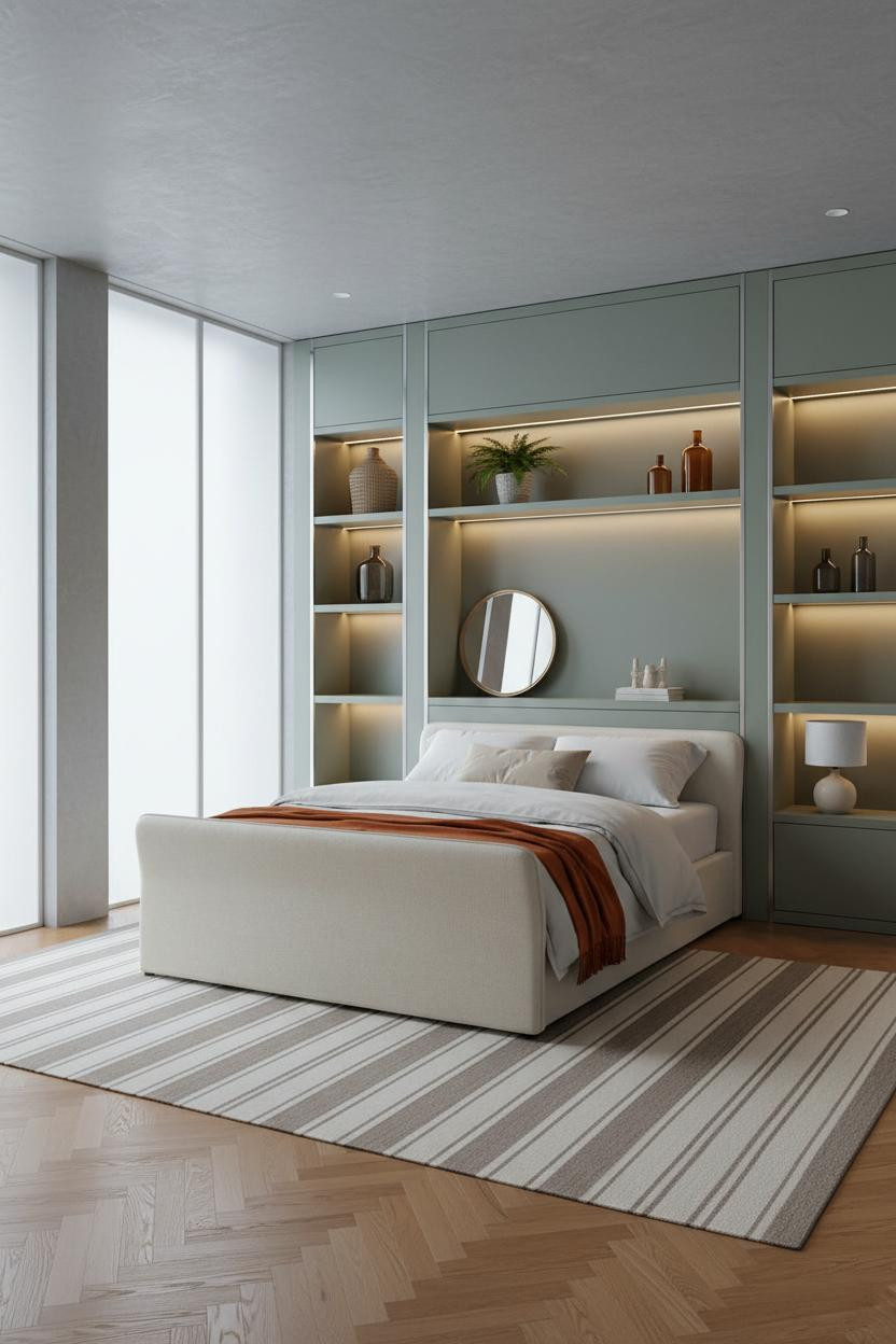 Luxury Bedroom Master Sage Shelving Modern