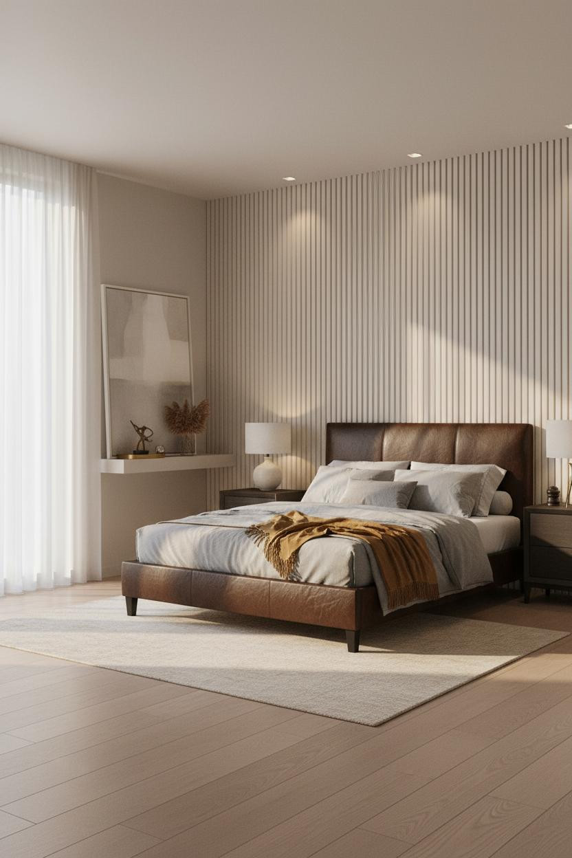 Luxury Bedroom Master Fluted Wall Modern Bed