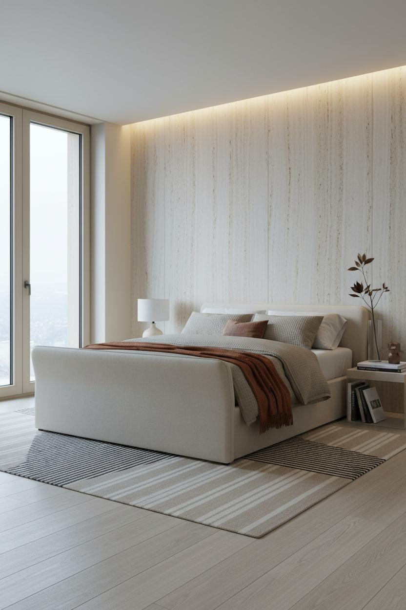 Luxury Bedroom Master Stone Wall Modern Bed