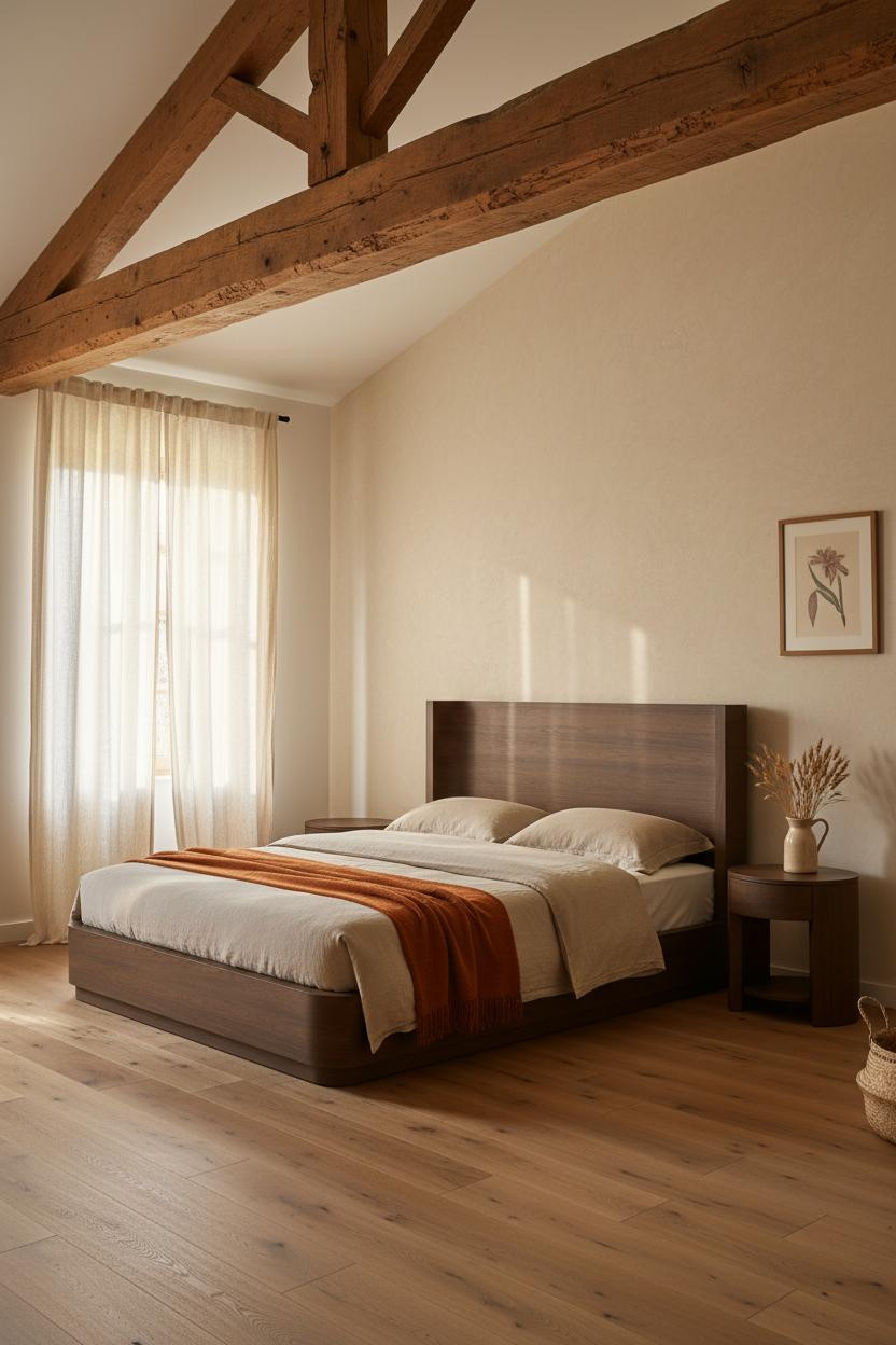Rustic Bedroom Farmhouse Exposed Beam Design