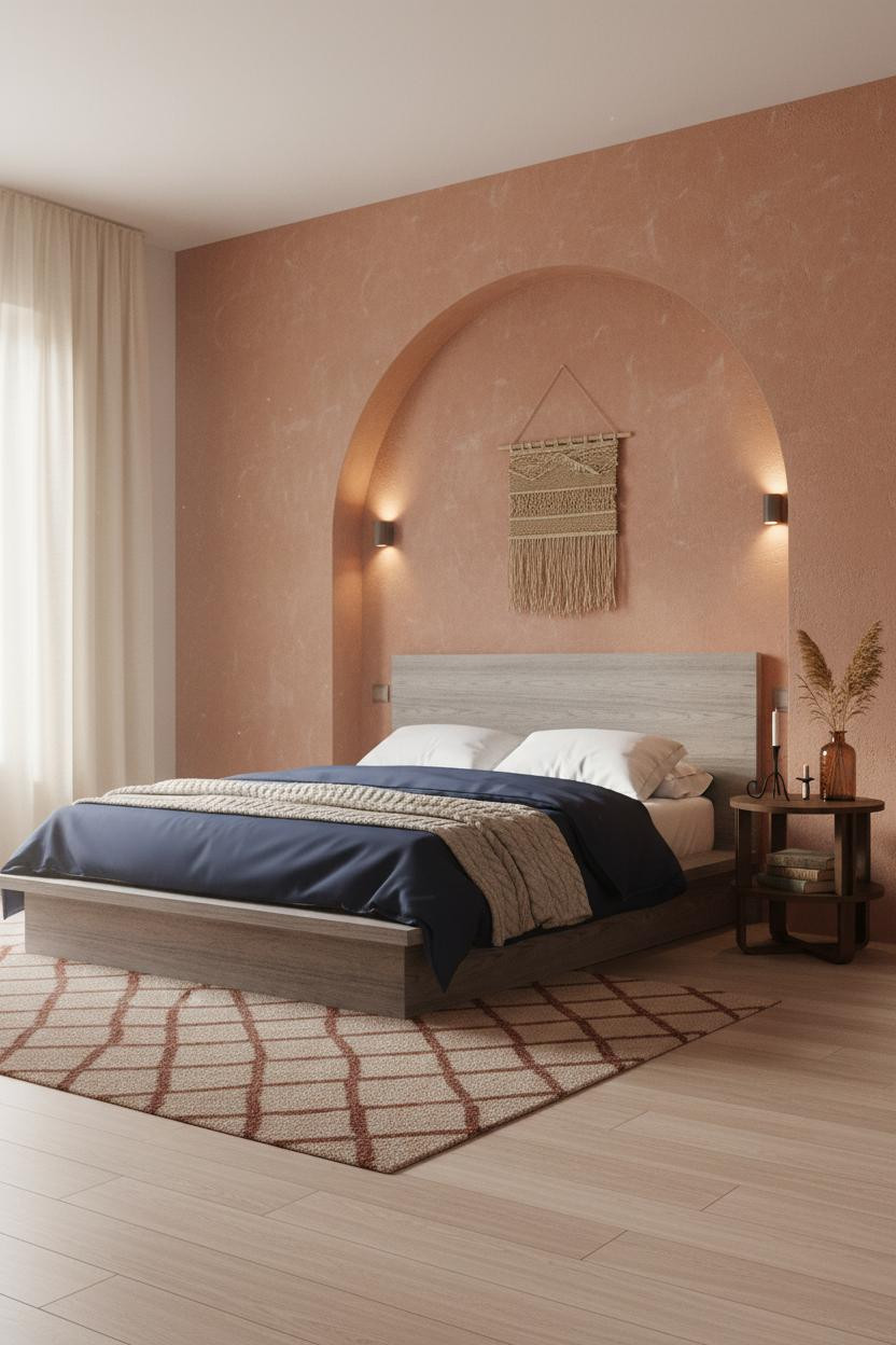 Rustic Bedroom Arched Niche Farmhouse