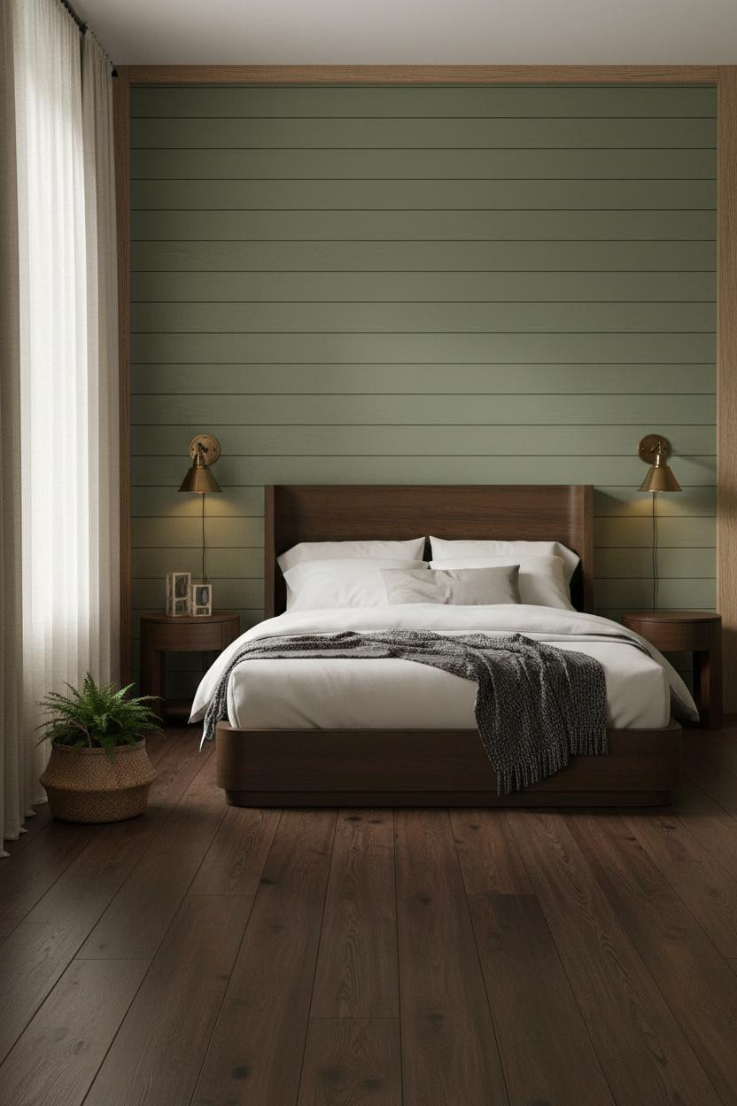 Artsy Bedroom Sage Shiplap Vintage