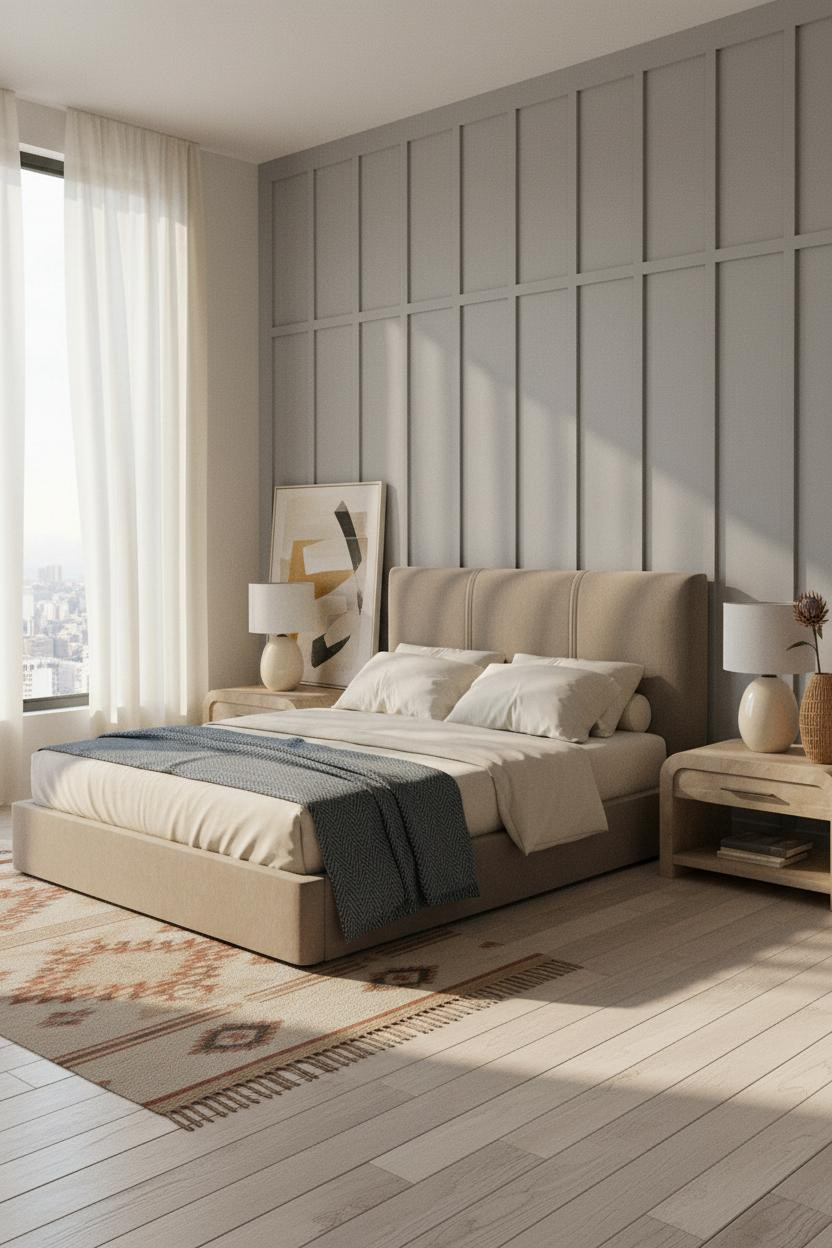 Luxury Bedroom Japandi Dove Grey Batten