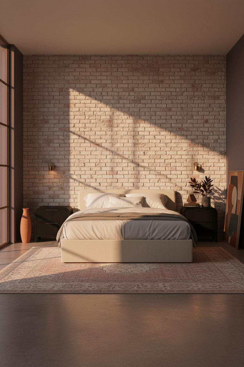 Luxury Bedroom Design Whitewashed Brick Modern