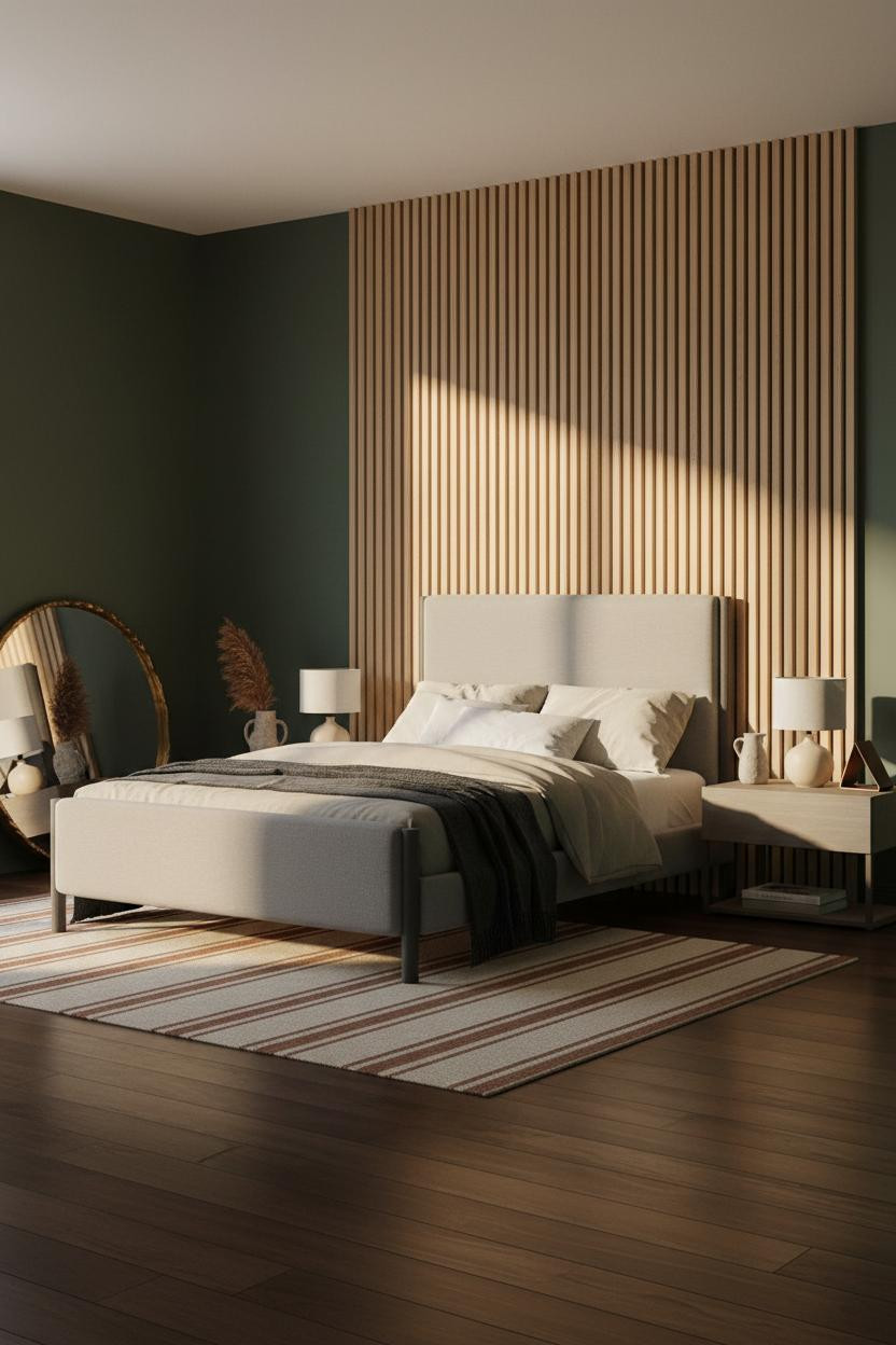 Luxury Bedroom Japandi Oak Slatted Wall