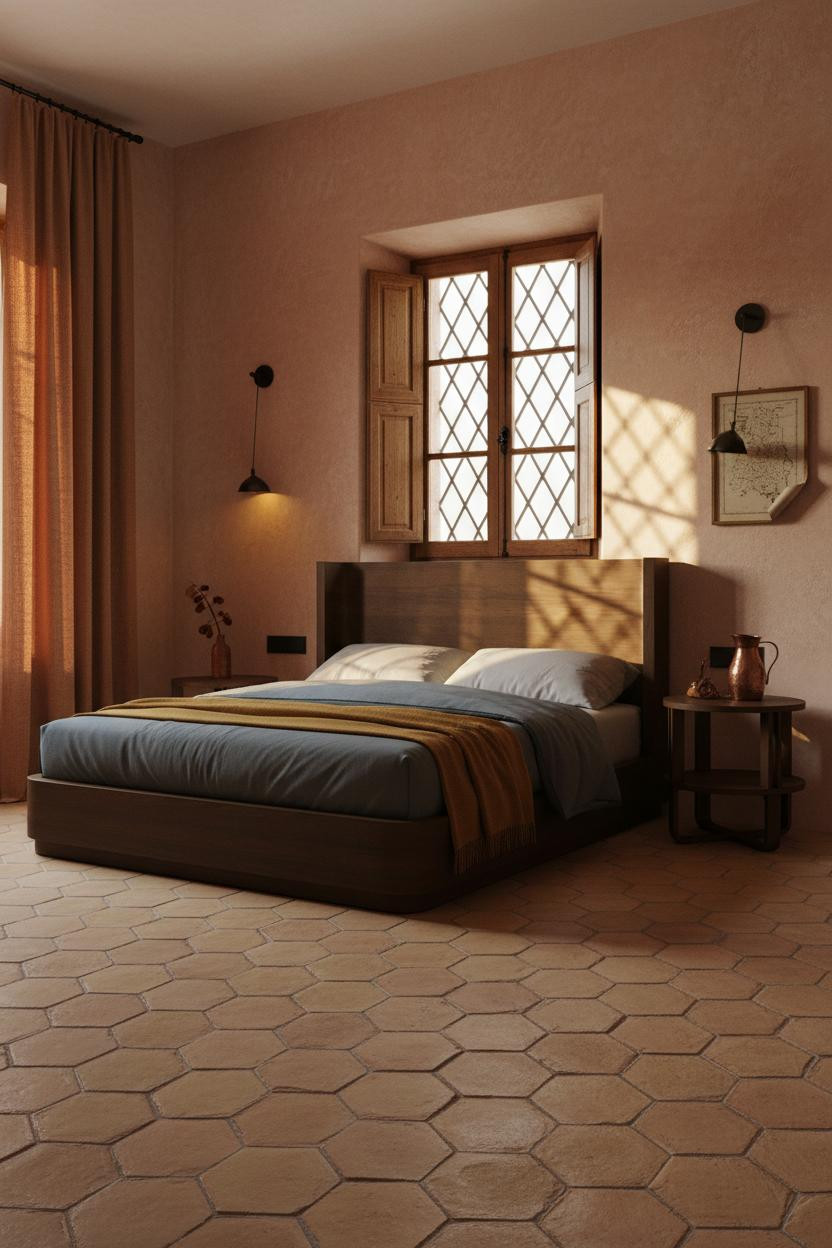 Spanish Mediterranean Bedroom Plaster Shutters
