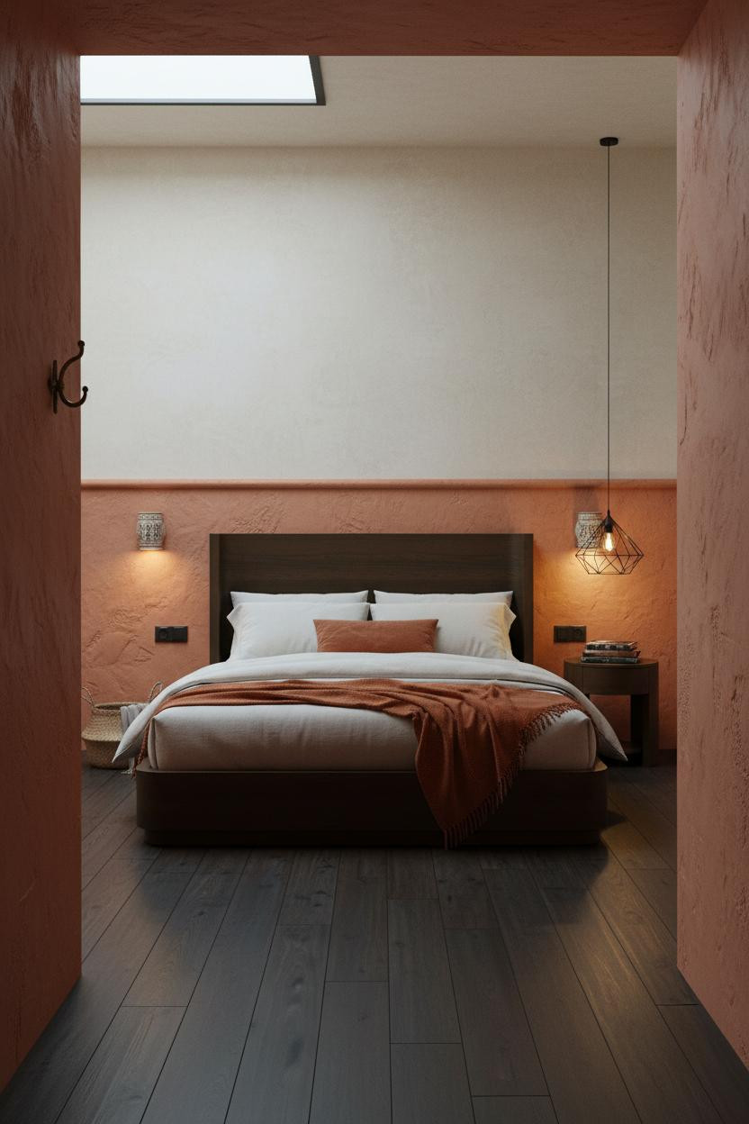 Spanish Mediterranean Bedroom Plaster Wainscoting