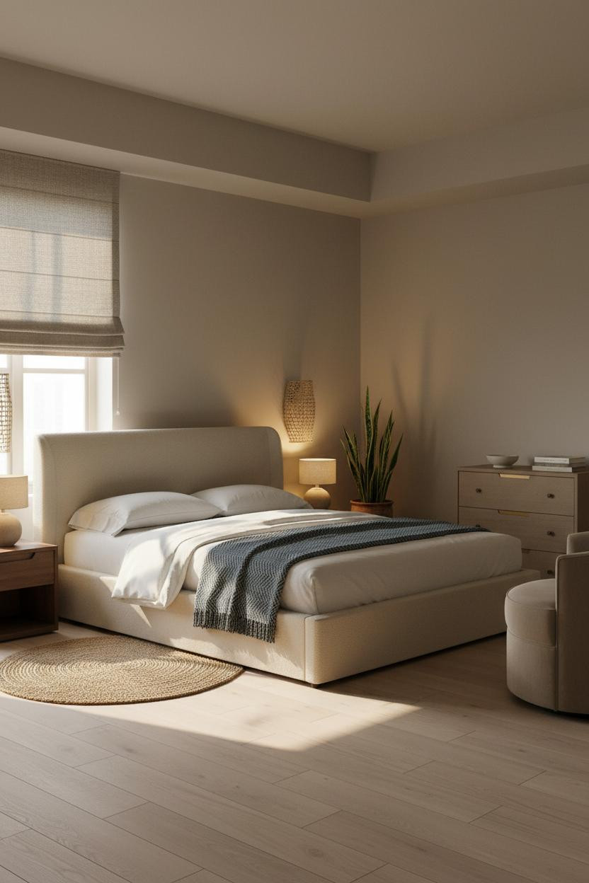 Cute Studio Apartment Greige Bleached Oak