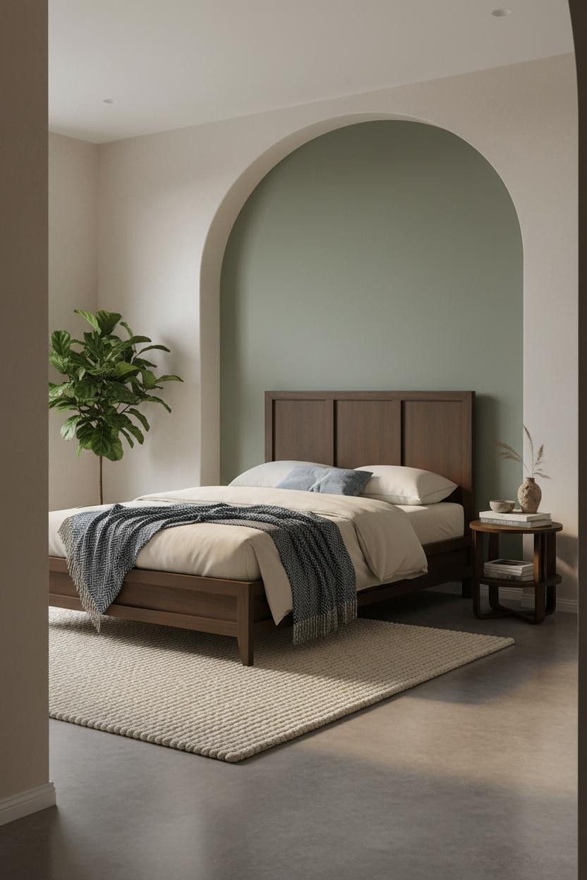 Modern Bed Design Coastal Bedroom with Arched Niche