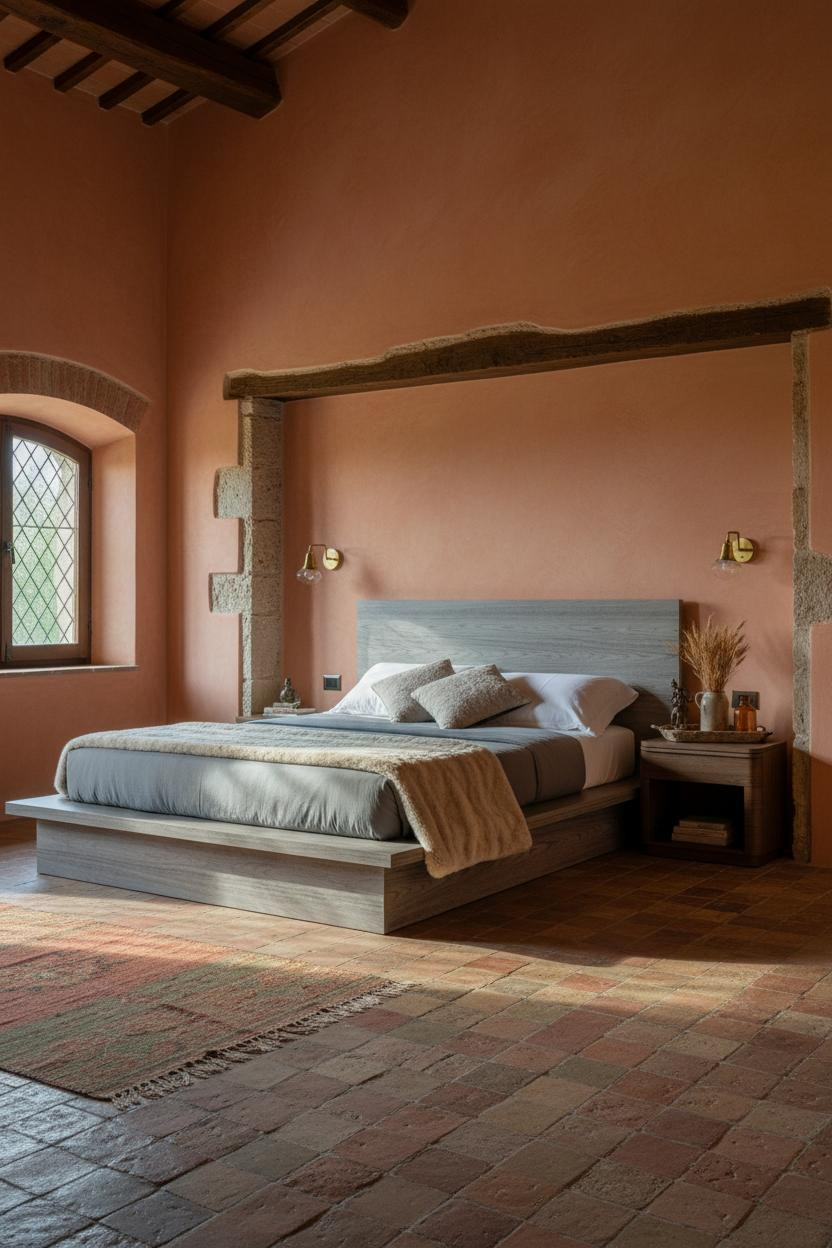 Country Cottage Bedroom Tuscan Stone Alcove